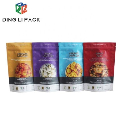 Custom Printed Matte Finished Food Packaging Plastic Bags With Ziplock Stand Up Pouch