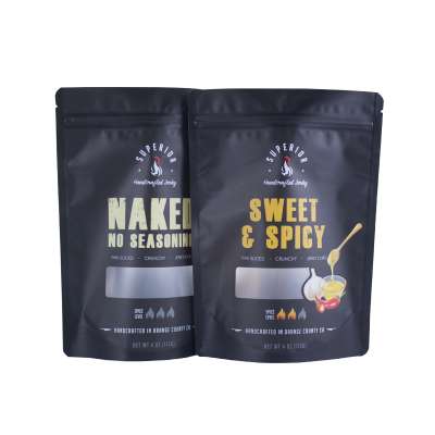 Matte black package foil zipper beef jerky bags with see though window