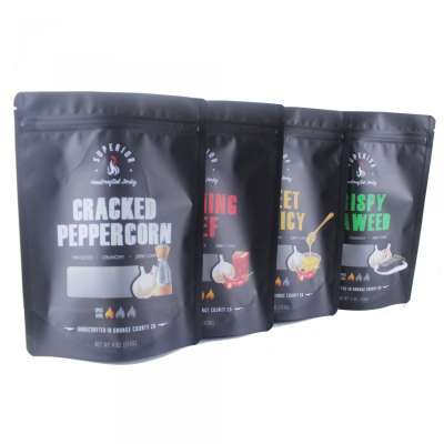 Food Grade Stand Up Ziplock Clear Plastic Packaging Organic Spices Bag With Custom Own Logo