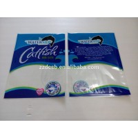 Three side sealed pet pe laminated frozen plastic packaging bag for fish with clear window